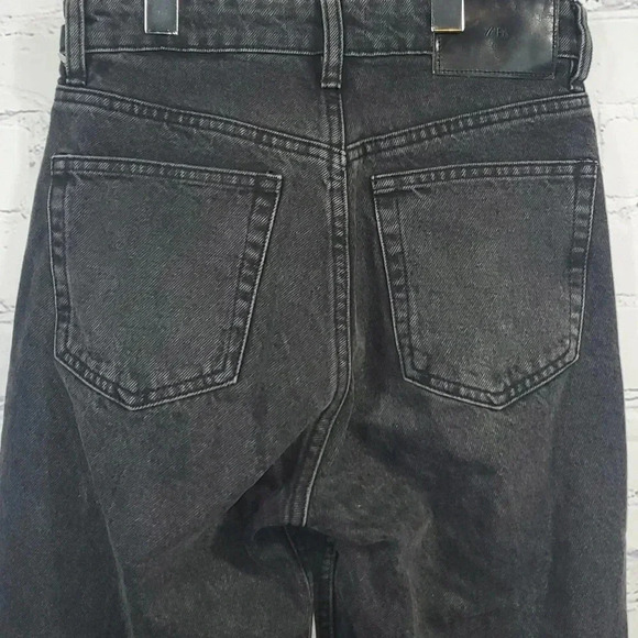 Zara Women's Relaxed Baggy Fit Button Up Black Non Distressed  Unhem Jeans Sz 2 - Picture 6 of 12